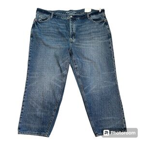 Old Navy Jeans Women 22 Crop High Rise Slouchy Straight Frayed Button Fly Cotton